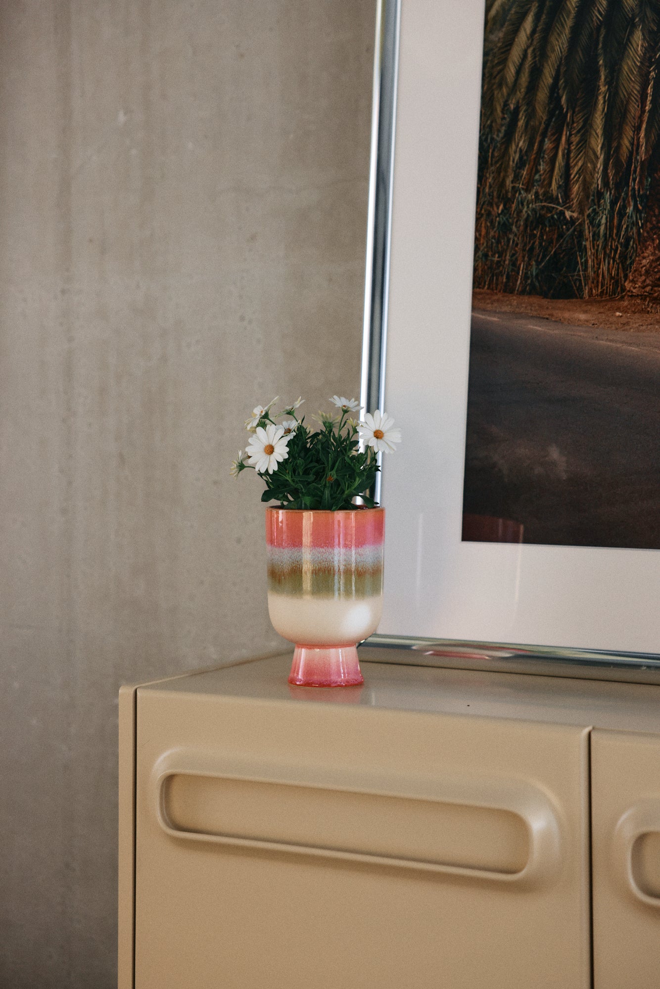 Ceramiczna osłonka na kwiaty HKliving Retro Rosefield – 13 cm, kolekcja 70s