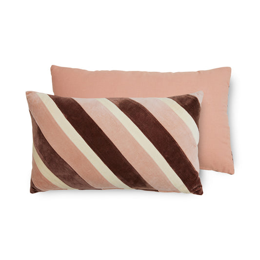 Aksamitna poduszka w paski HKliving Striped Velvet Rose – 60x35 cm