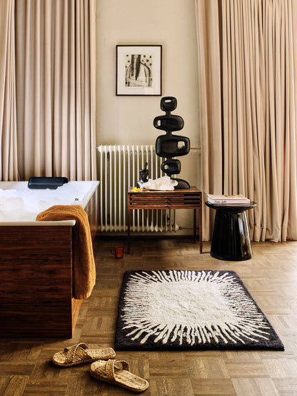 Stolik boczny ceramiczny HKliving – czarny błyszczący M, stolik kawowy z kamionki do salonu