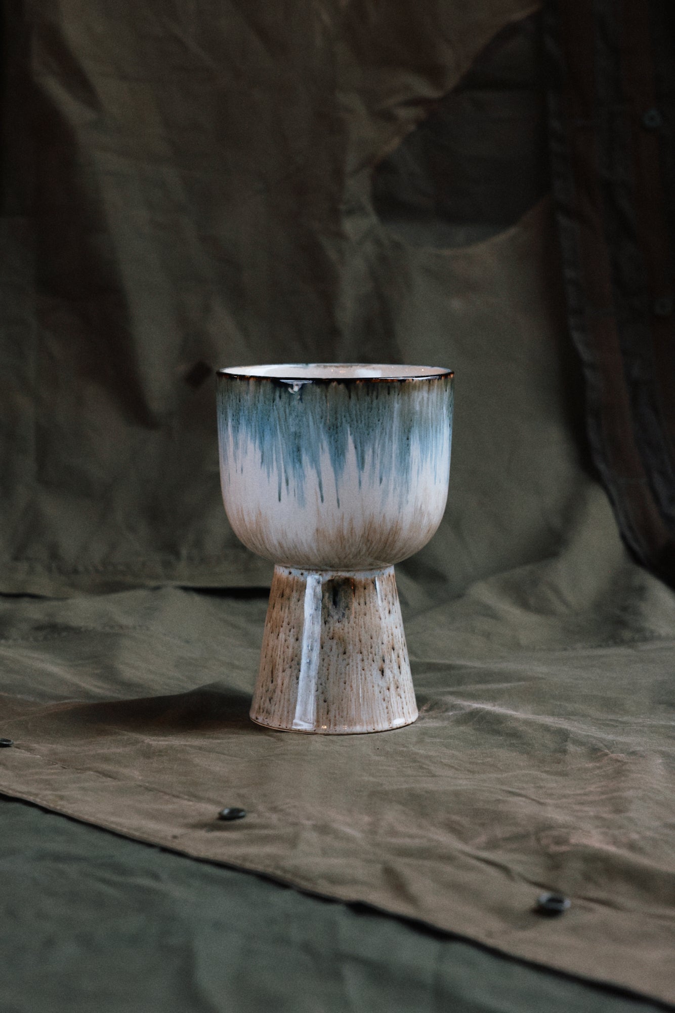 Ceramiczna osłonka na kwiaty HKliving Retro Glacier – 16 cm, kolekcja 70s