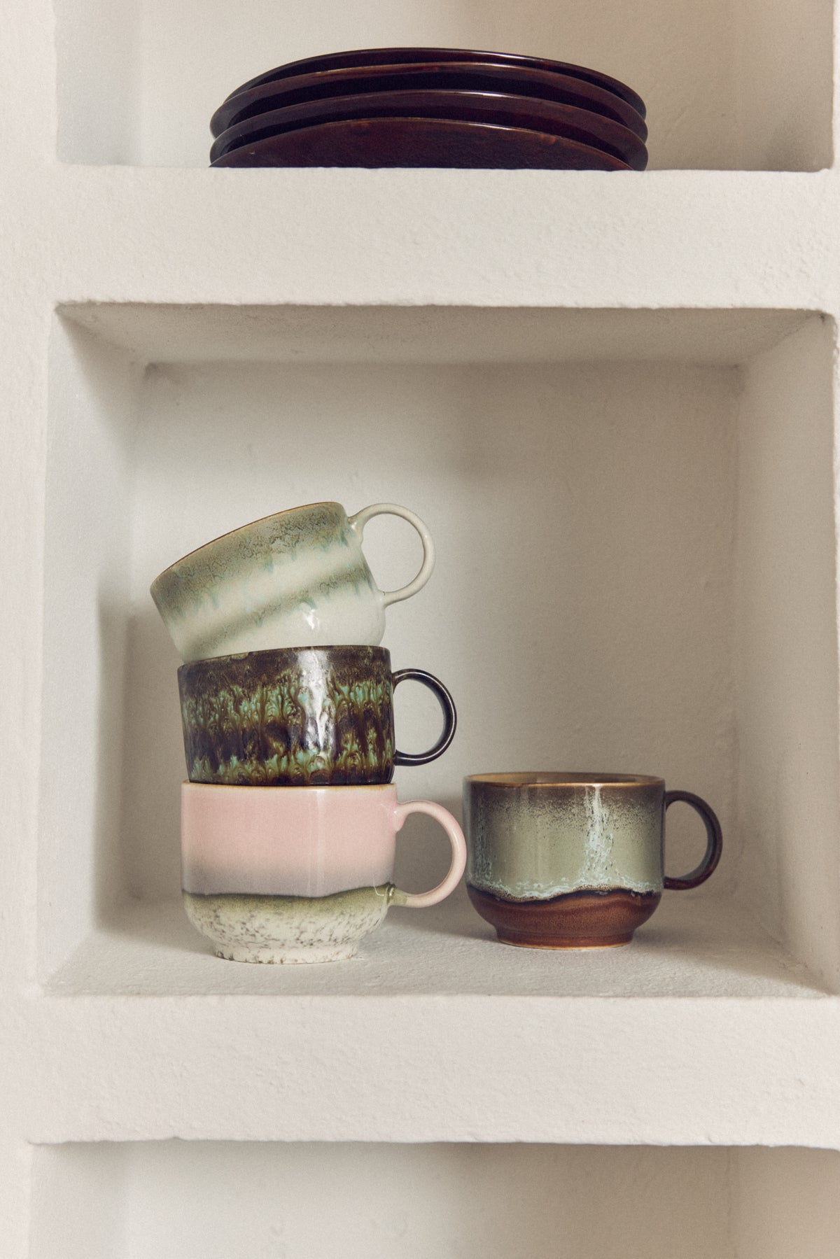 Zestaw 2 kubków do herbaty HKliving 70s Ceramics Odyssey z uchwytem – 425 ml
