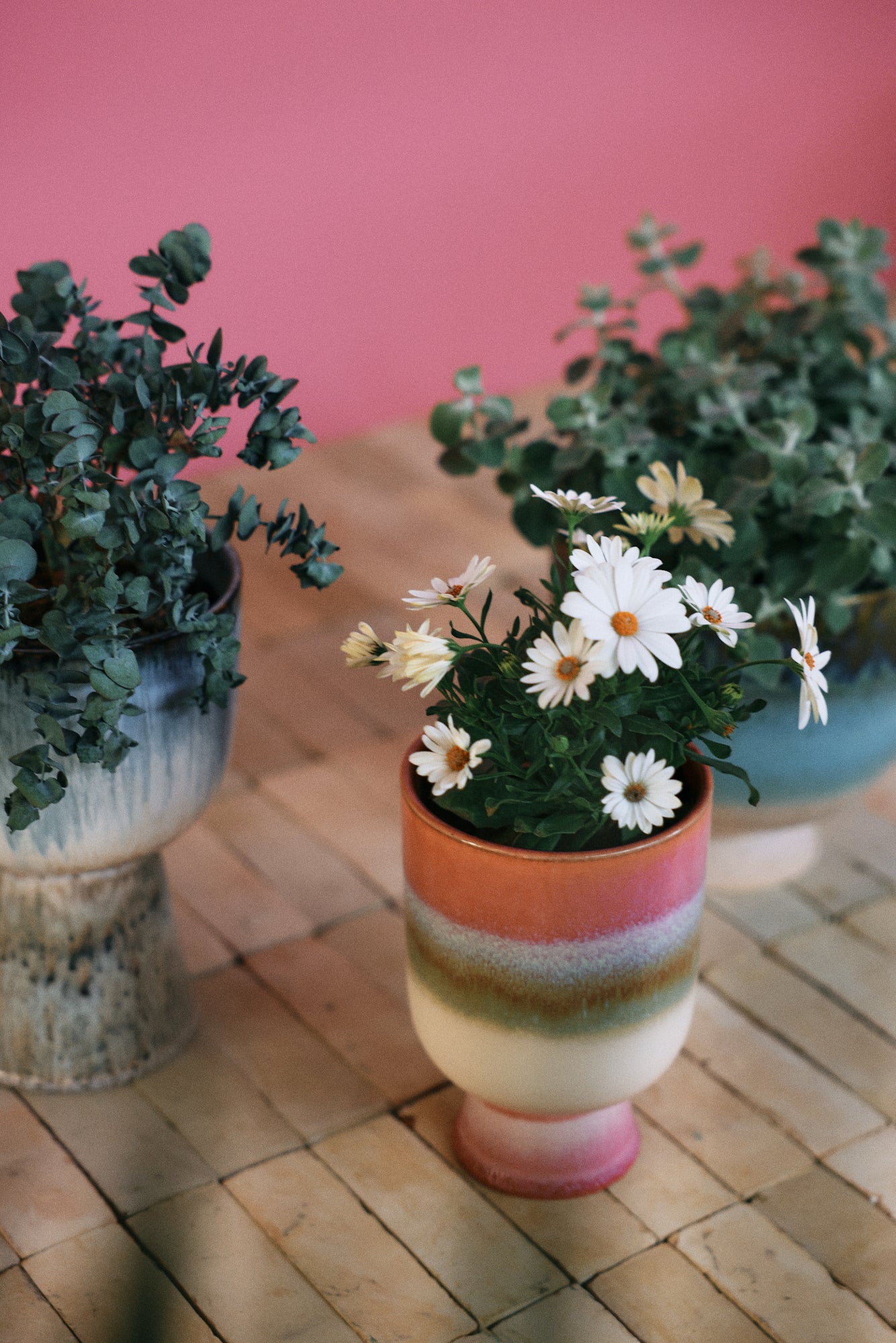Ceramiczna osłonka na kwiaty HKliving Retro Rosefield – 13 cm, kolekcja 70s