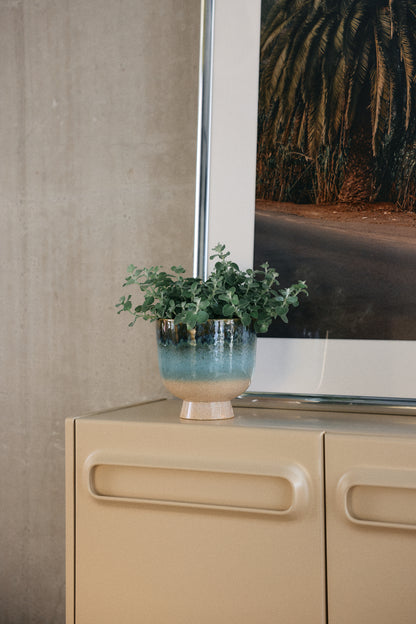 Ceramiczna osłonka na kwiaty HKliving Retro Lagoon – 20 cm, kolekcja 70s