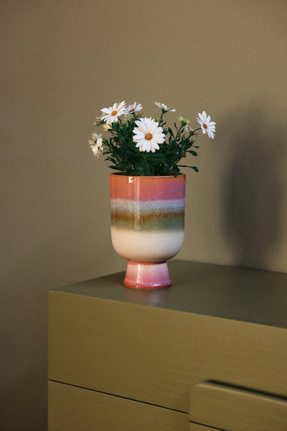 Ceramiczna osłonka na kwiaty HKliving Retro Rosefield – 13 cm, kolekcja 70s