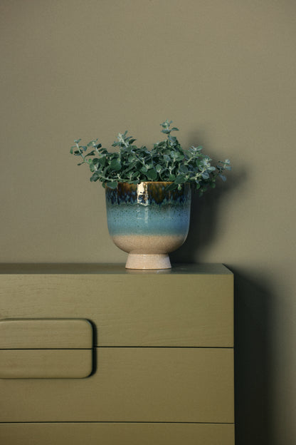 Ceramiczna osłonka na kwiaty HKliving Retro Lagoon – 20 cm, kolekcja 70s