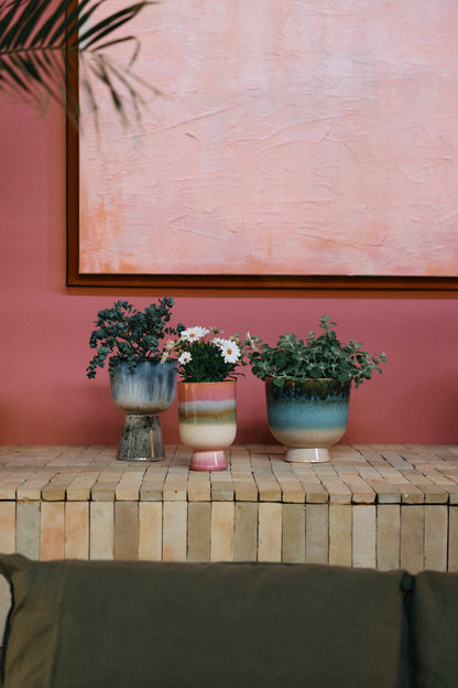 Ceramiczna osłonka na kwiaty HKliving Retro Lagoon – 20 cm, kolekcja 70s