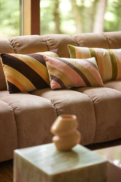 Aksamitna poduszka w paski HKliving Velvet Sunkissed – 50x30 cm