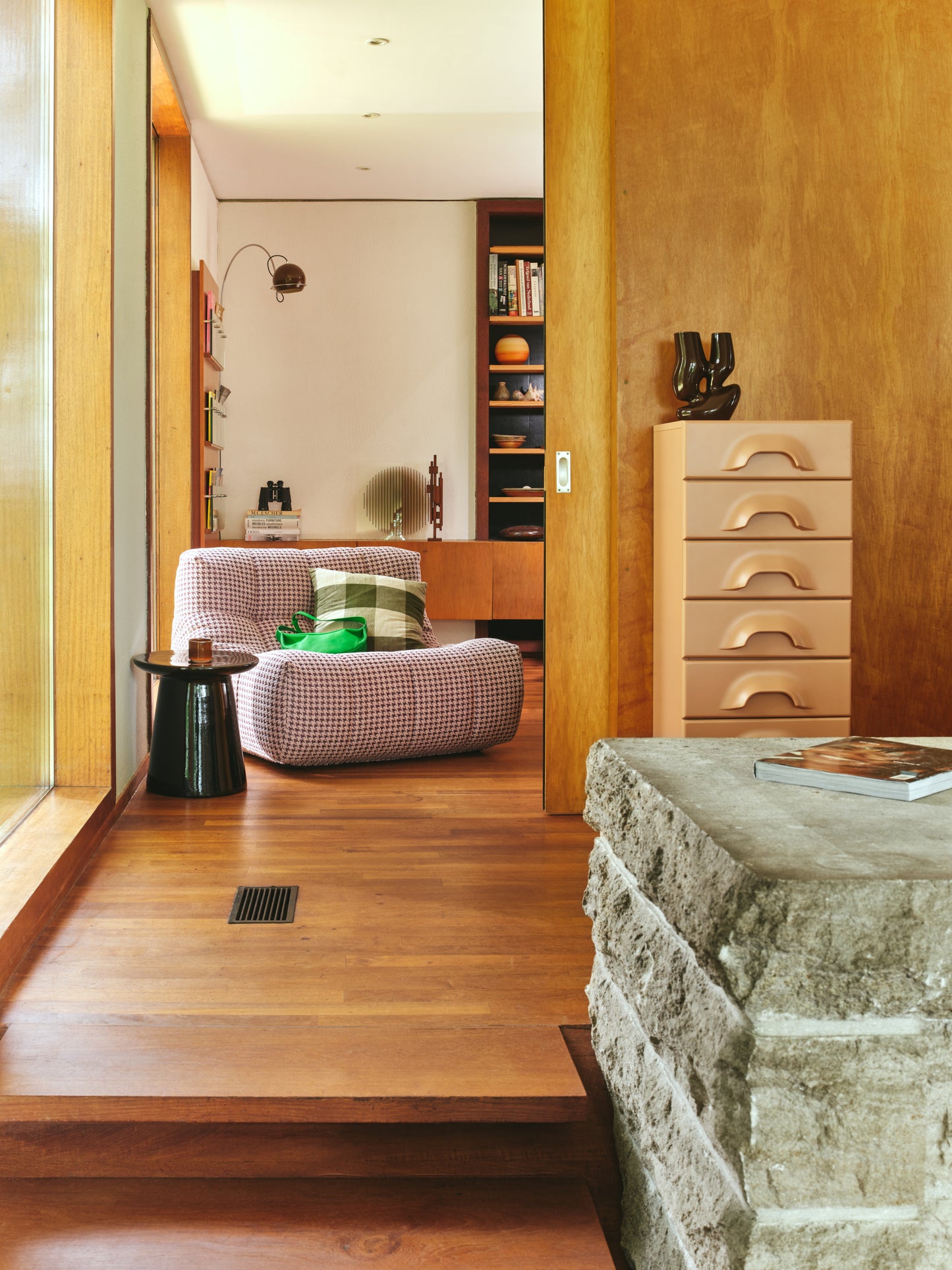 Stolik boczny ceramiczny HKliving – czarny błyszczący M, stolik kawowy z kamionki do salonu