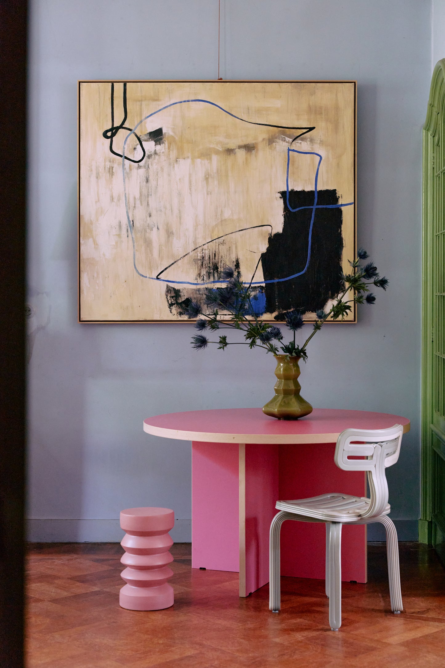 Stolik boczny ceramiczny HKliving – różowy rouge, kamionkowy stolik do salonu i sypialni