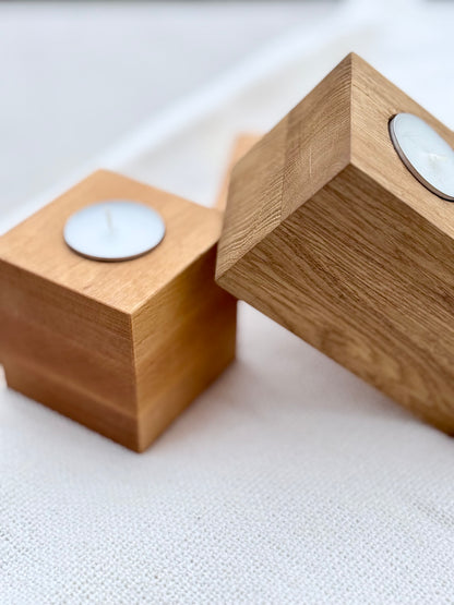 Candle holder made of solid wood