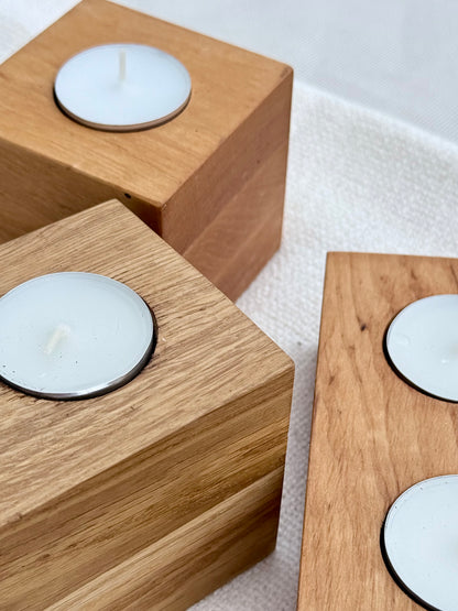 Candle holder made of solid wood