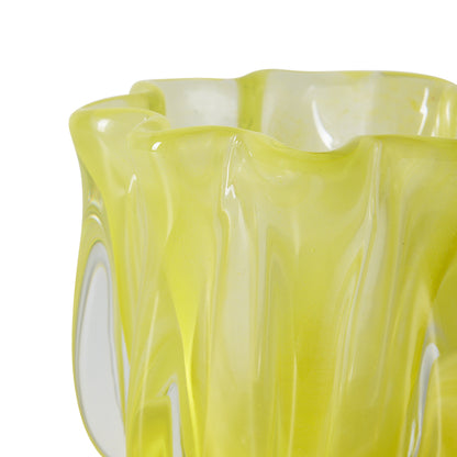 HKliving Coralla glass tealight holder - yellow lime, tealight holder for living room