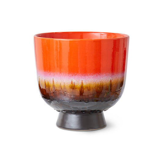 Doniczka ceramiczna HKliving Retro – czerwona glazura reaktywna, kolekcja 70s