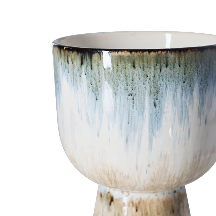 Ceramiczna osłonka na kwiaty HKliving Retro Glacier – 16 cm, kolekcja 70s