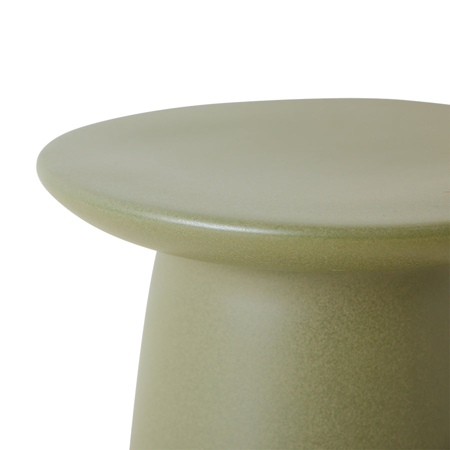 Stolik boczny ceramiczny HKliving – zielony army M, stolik kawowy z kamionki do salonu