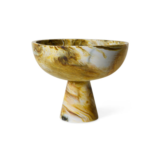 HKliving Marble Effect Bowl on a Stand - decorative bowl on a base, gold-white