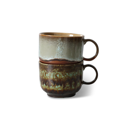 Zestaw 2 kubków do herbaty HKliving 70s Ceramics Odyssey z uchwytem – 425 ml