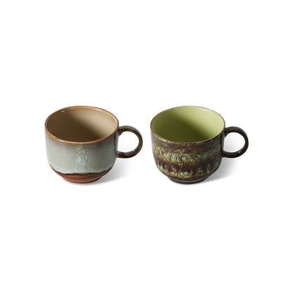 Zestaw 2 kubków do herbaty HKliving 70s Ceramics Odyssey z uchwytem – 425 ml