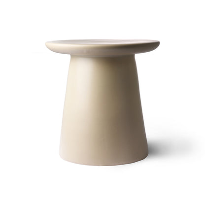 Stolik boczny ceramiczny HKliving – kremowy M, stolik kawowy z kamionki do salonu