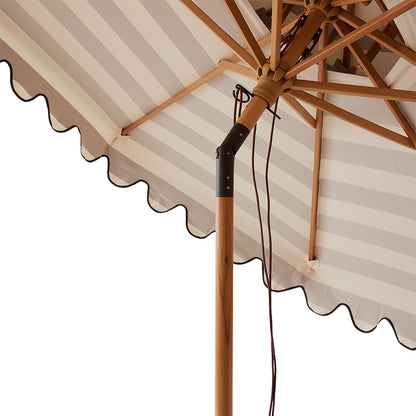 Parasol ogrodowy HKliving – brązowo-kremowe pasy, parasol tarasowy dwupoziomowy Stracciatella