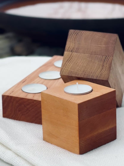 Candle holder made of solid wood