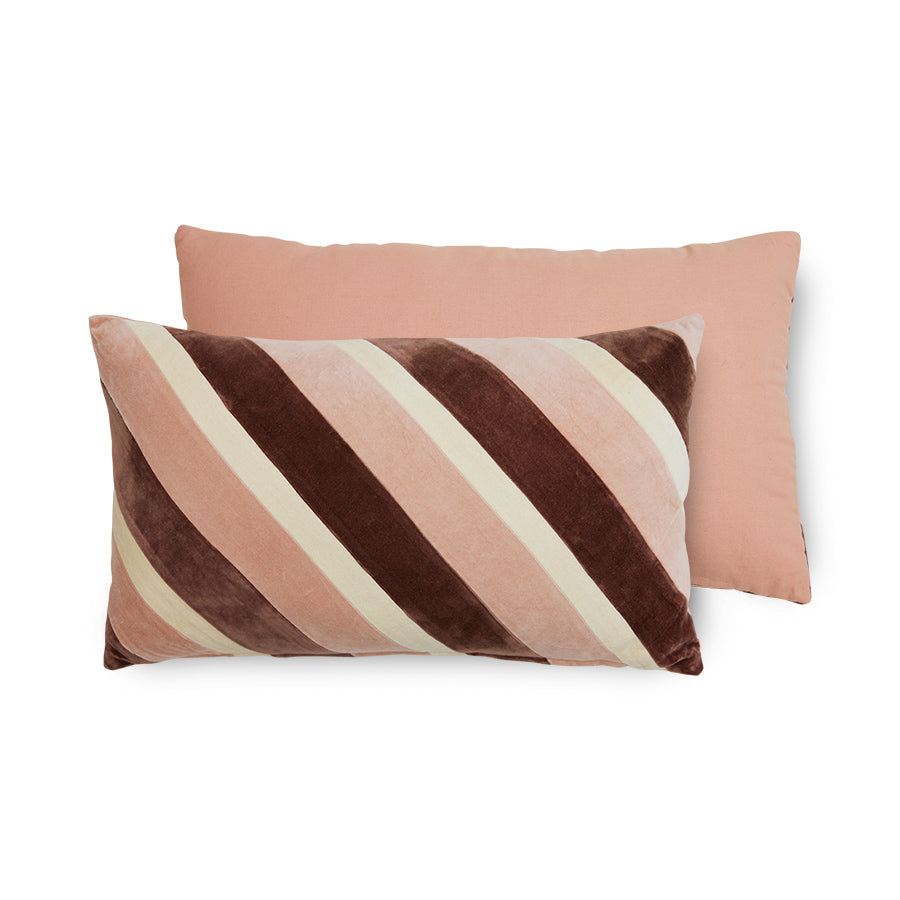 Aksamitna poduszka w paski HKliving Striped Velvet Rose – 60x35 cm